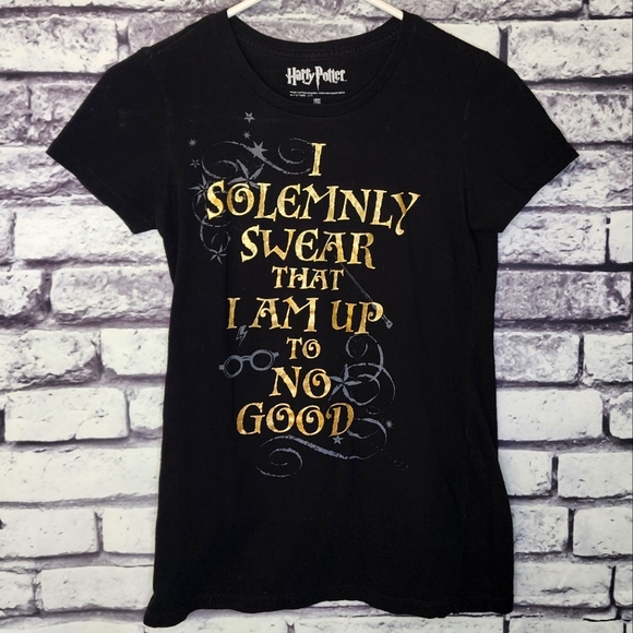 Licensed Black & Gold Harry Potter T-Shirt - M (7/9) - Picture 1 of 4
